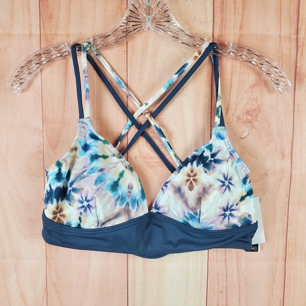 TYR Pressed Flowers Brooke Bralette Womens Large Multi Tie Dye Stretch Crossback